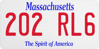 MA license plate 202RL6