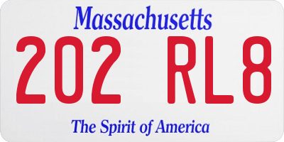 MA license plate 202RL8