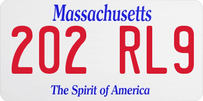 MA license plate 202RL9