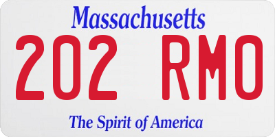 MA license plate 202RM0