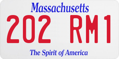 MA license plate 202RM1