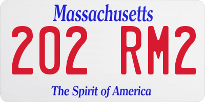 MA license plate 202RM2