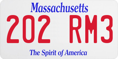 MA license plate 202RM3