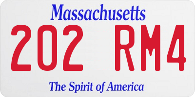 MA license plate 202RM4
