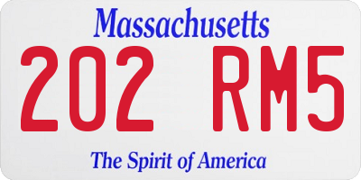 MA license plate 202RM5