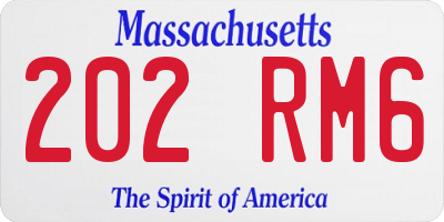 MA license plate 202RM6