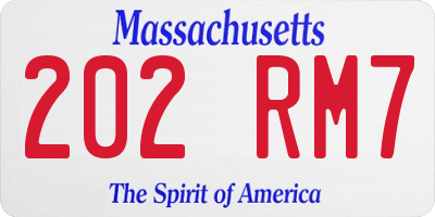 MA license plate 202RM7
