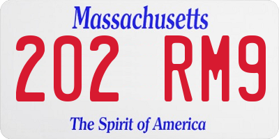 MA license plate 202RM9