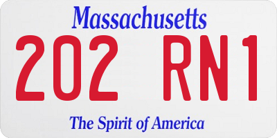 MA license plate 202RN1