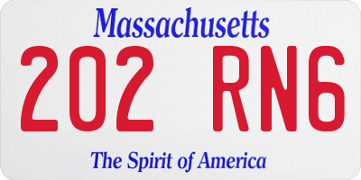 MA license plate 202RN6