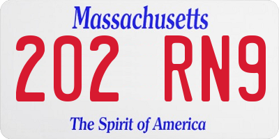 MA license plate 202RN9