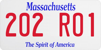 MA license plate 202RO1