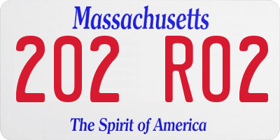 MA license plate 202RO2