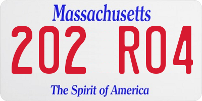 MA license plate 202RO4
