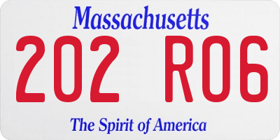 MA license plate 202RO6