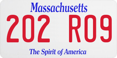 MA license plate 202RO9