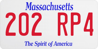 MA license plate 202RP4