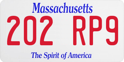 MA license plate 202RP9