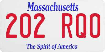 MA license plate 202RQ0