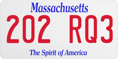 MA license plate 202RQ3