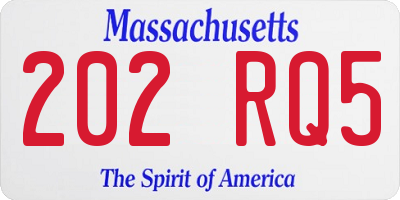 MA license plate 202RQ5