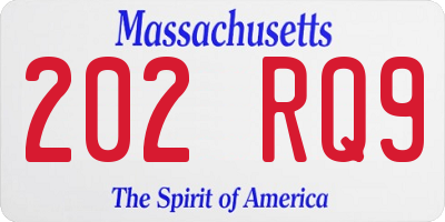 MA license plate 202RQ9