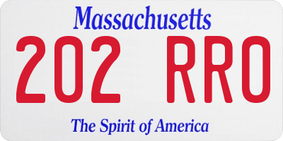 MA license plate 202RR0