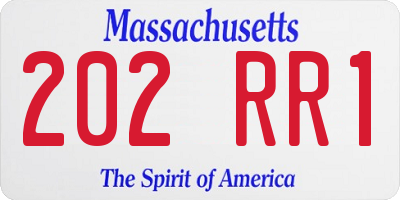 MA license plate 202RR1