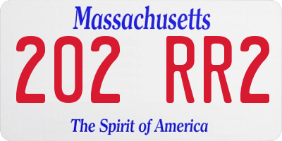 MA license plate 202RR2