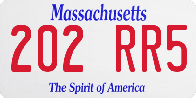 MA license plate 202RR5