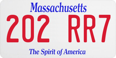 MA license plate 202RR7