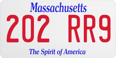 MA license plate 202RR9