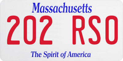MA license plate 202RS0