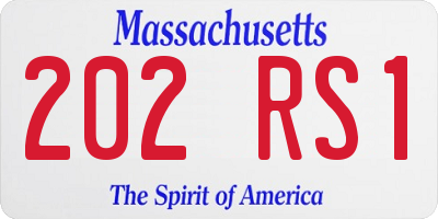MA license plate 202RS1