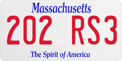 MA license plate 202RS3
