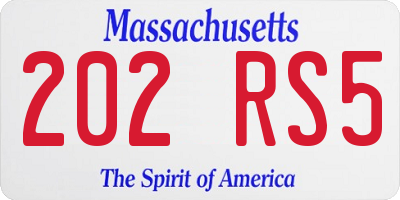 MA license plate 202RS5