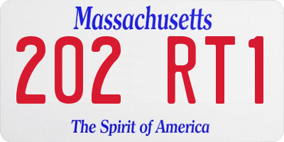 MA license plate 202RT1