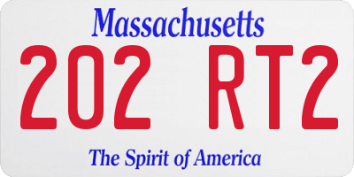 MA license plate 202RT2