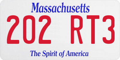 MA license plate 202RT3