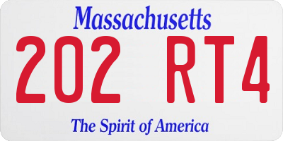 MA license plate 202RT4