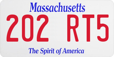 MA license plate 202RT5