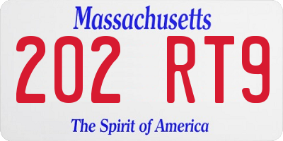 MA license plate 202RT9