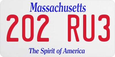 MA license plate 202RU3