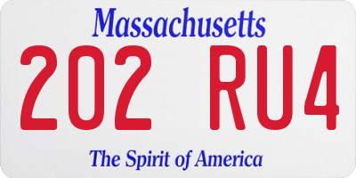MA license plate 202RU4