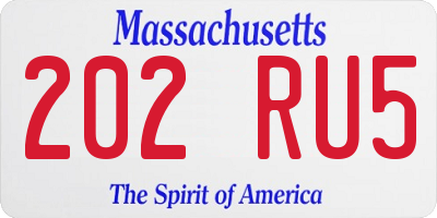 MA license plate 202RU5