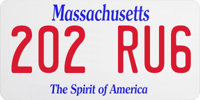 MA license plate 202RU6