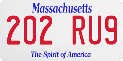 MA license plate 202RU9