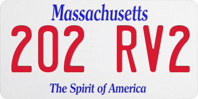MA license plate 202RV2