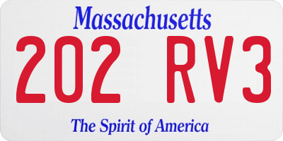 MA license plate 202RV3