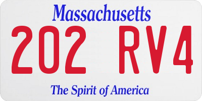 MA license plate 202RV4
